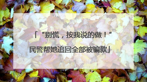 “别慌，按我说的做！”民警帮她追回全部被骗款