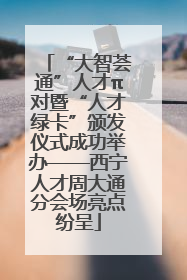“大智荟通”人才π对暨“人才绿卡”颁发仪式成功举办——西宁人才周大通分会场亮点纷呈