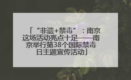“非遗+禁毒”：南京这场活动亮点十足——南京举行第38个国际禁毒日主题宣传活动