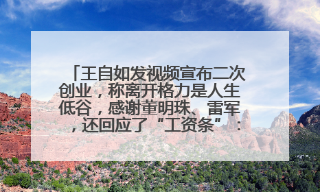 王自如发视频宣布二次创业，称离开格力是人生低谷，感谢董明珠、雷军，还回应了“工资条”：清楚自己要什么……