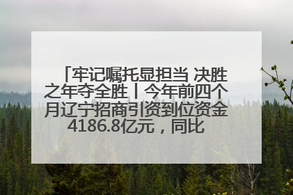 牢记嘱托显担当 决胜之年夺全胜丨今年前四个月辽宁招商引资到位资金4186.8亿元，同比增长17.4%