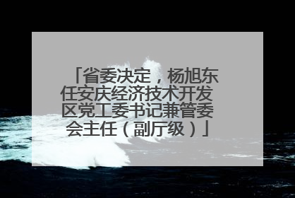 省委决定，杨旭东任安庆经济技术开发区党工委书记兼管委会主任（副厅级）