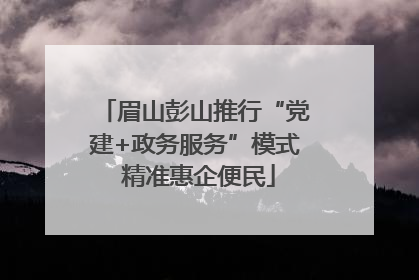 眉山彭山推行“党建+政务服务”模式 精准惠企便民