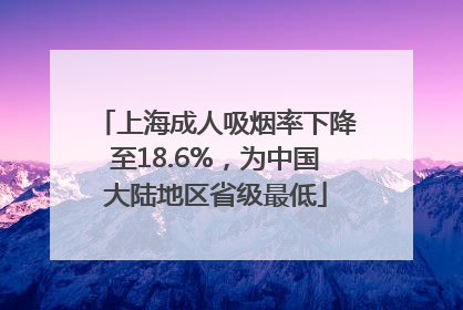 上海成人吸烟率下降至18.6%，为中国大陆地区省级最低