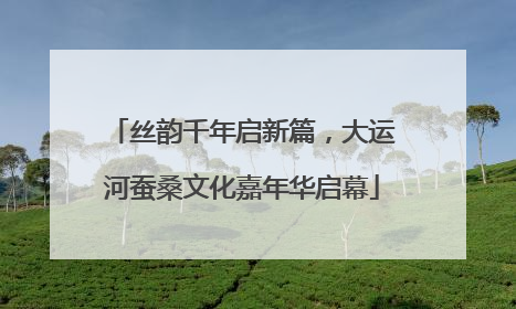 丝韵千年启新篇，大运河蚕桑文化嘉年华启幕