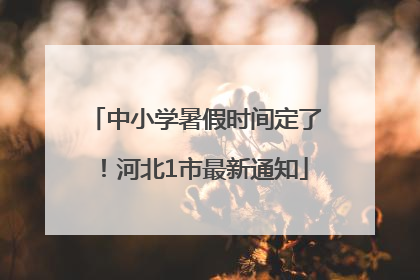 中小学暑假时间定了！河北1市最新通知