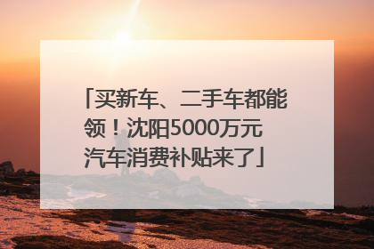 买新车、二手车都能领！沈阳5000万元汽车消费补贴来了