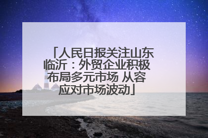 人民日报关注山东临沂：外贸企业积极布局多元市场 从容应对市场波动