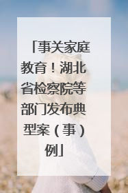事关家庭教育！湖北省检察院等部门发布典型案（事）例