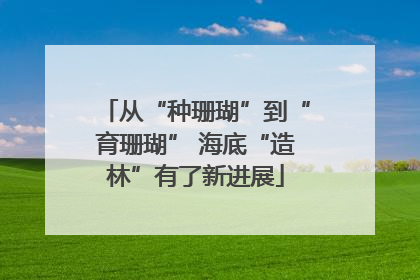 从“种珊瑚”到“育珊瑚” 海底“造林”有了新进展
