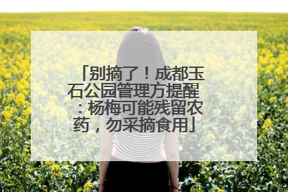 别摘了！成都玉石公园管理方提醒：杨梅可能残留农药，勿采摘食用