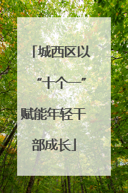 城西区以“十个一”赋能年轻干部成长