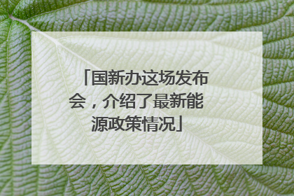 国新办这场发布会，介绍了最新能源政策情况