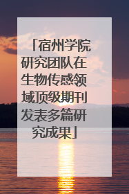 宿州学院研究团队在生物传感领域顶级期刊发表多篇研究成果