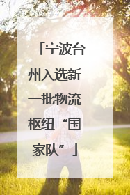 宁波台州入选新一批物流枢纽“国家队”