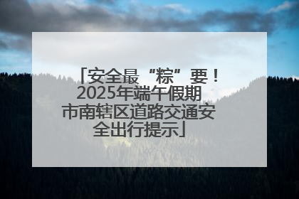 安全最“粽”要！2025年端午假期市南辖区道路交通安全出行提示