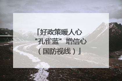 好政策暖人心 “孔雀蓝”增信心（国防视线）