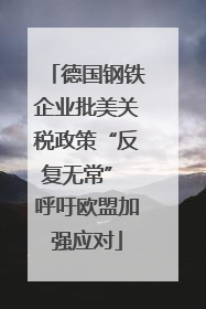 德国钢铁企业批美关税政策“反复无常” 呼吁欧盟加强应对