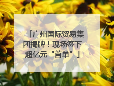 广州国际贸易集团揭牌！现场签下超亿元“首单”