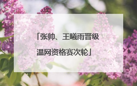 张帅、王曦雨晋级温网资格赛次轮