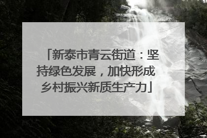 新泰市青云街道：坚持绿色发展，加快形成乡村振兴新质生产力