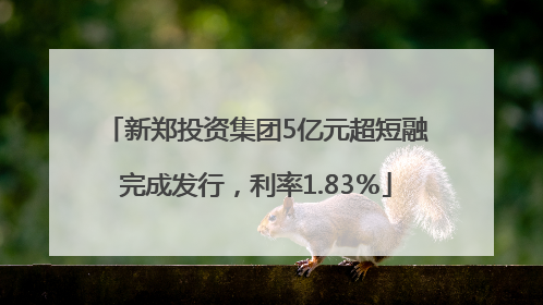 新郑投资集团5亿元超短融完成发行，利率1.83％