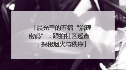 晨光里的五福“治理密码”：跟拍社区巡查，探秘烟火与秩序