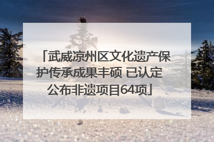 武威凉州区文化遗产保护传承成果丰硕 已认定公布非遗项目64项