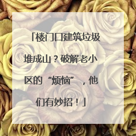 楼门口建筑垃圾堆成山？破解老小区的“烦恼”，他们有妙招！