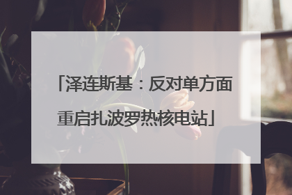 泽连斯基：反对单方面重启扎波罗热核电站