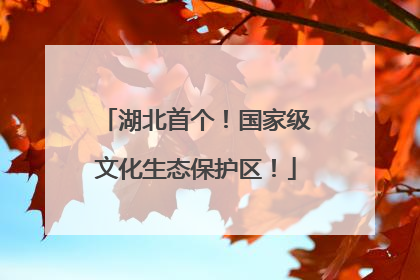 湖北首个！国家级文化生态保护区！