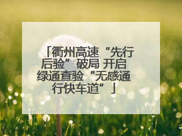 衢州高速“先行后验”破局 开启绿通查验“无感通行快车道”