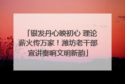 银发丹心映初心 理论薪火传万家！潍坊老干部宣讲奏响文明新韵