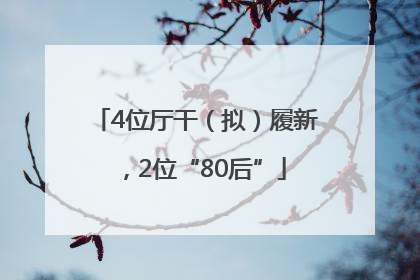 4位厅干（拟）履新，2位“80后”