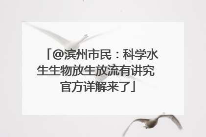 @滨州市民：科学水生生物放生放流有讲究 官方详解来了