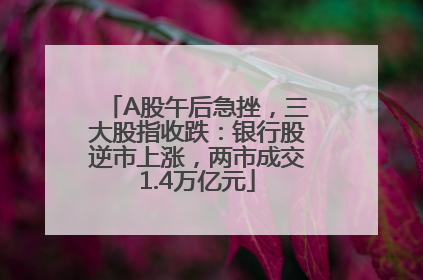A股午后急挫，三大股指收跌：银行股逆市上涨，两市成交1.4万亿元